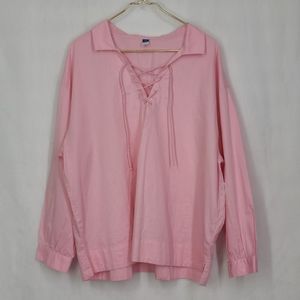 Old Navy, Tie Front, Poplin Top, Long Sleeve, Size XXL Women